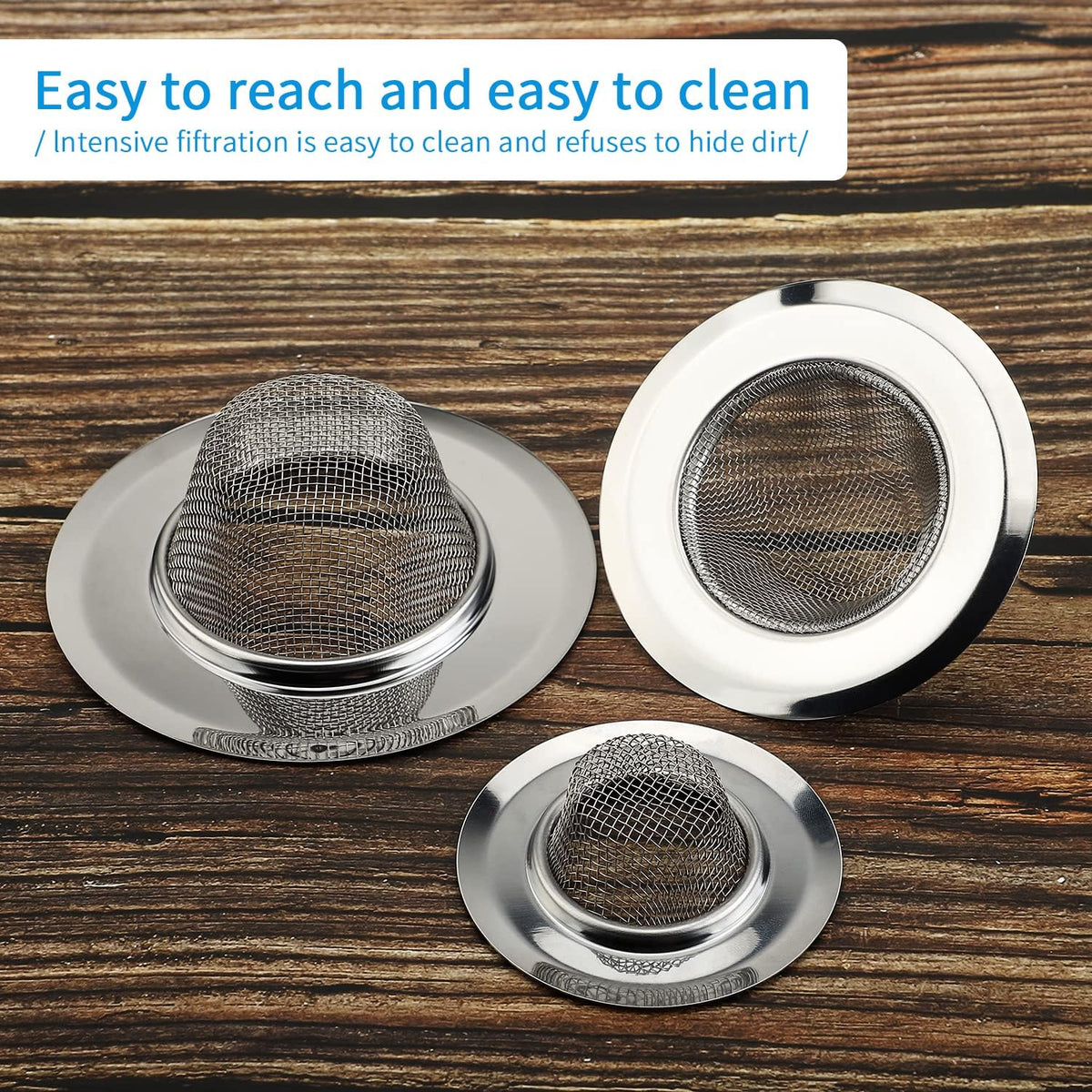 Mesh Sink Strainer Set of 3, MSY BIGSUNNY Stainless Steel Kitchen Sink Strainer Kitchen Drain
