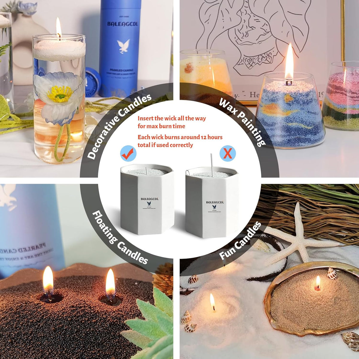 Sandalwood Scented Black Pearled Candle 18oz Luxury Sand Candle Granulated Wax - 30 Cotton Wicks