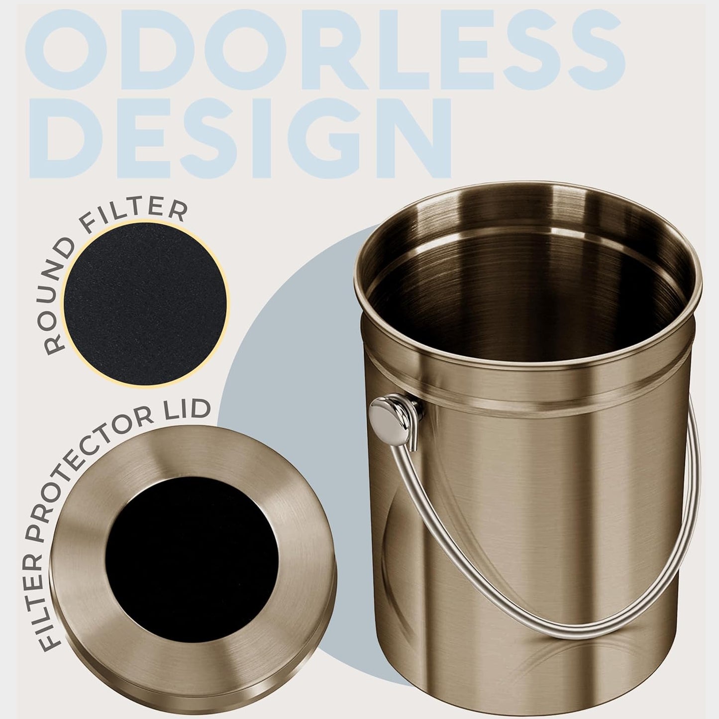EPICA Countertop Compost Bin Kitchen | 1.3 Gallon | Odorless Composting Bin with Carbon Filters |