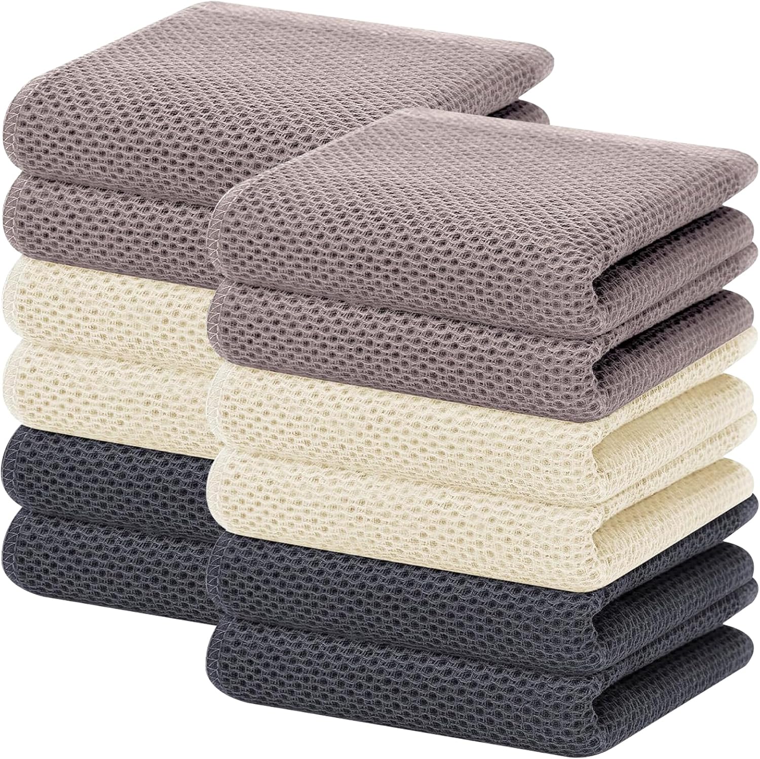 Homaxy 100% Cotton Waffle Weave Kitchen Dish Towels, Ultra Soft Absorbent Quick Drying Cleaning