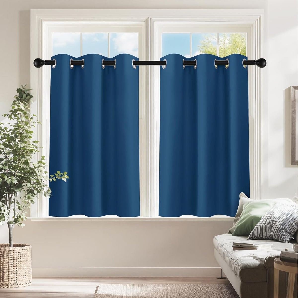 PONY DANCE Small Blackout Curtains for Bedroom - Room Darkening Thermal Insulated Window Draperies