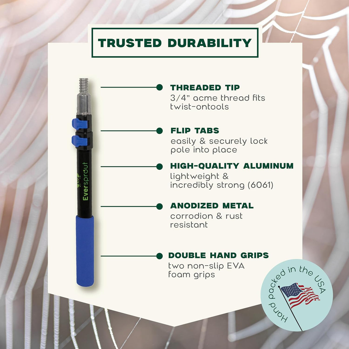 EVERSPROUT 5-to-12ft Telescoping Durable Duster with Extension Pole – Lightweight 3 Stage Cobweb