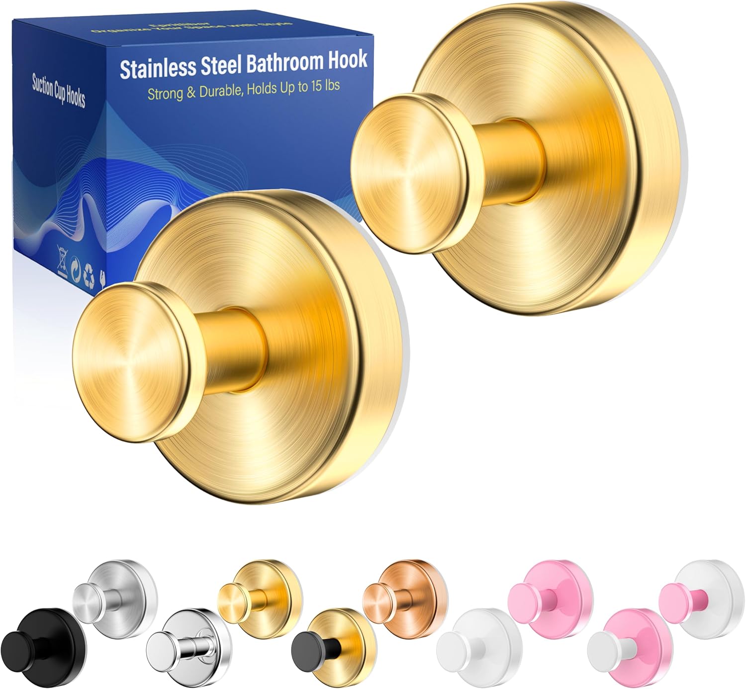 Suction Cup Hooks for Shower,Wreath Hanger for Front Door,Removable No Drill Waterproof Towel
