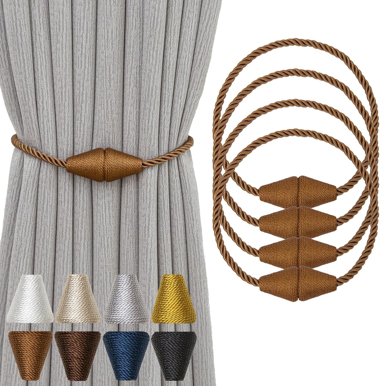 Magnetic Curtain Tiebacks 4 Pack Outdoor Rope Curtain Tie Backs Decorative Window Treatment