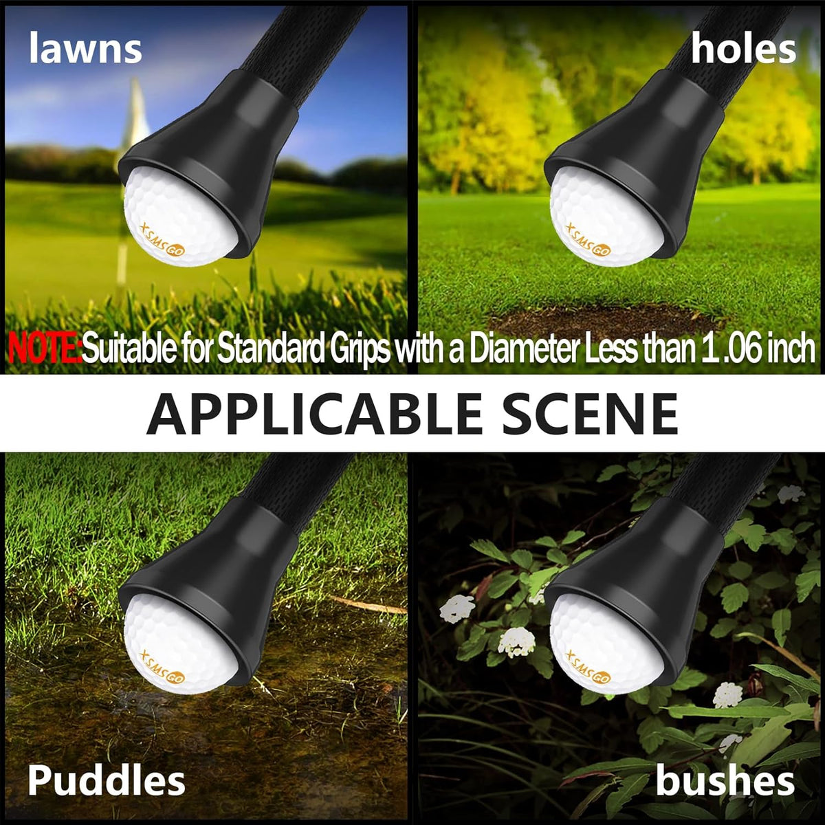 4pcs Golf Ball Retriever,Quick-Install Golf Ball Picker Upper Tool,Durable Golf Ball Grabber for