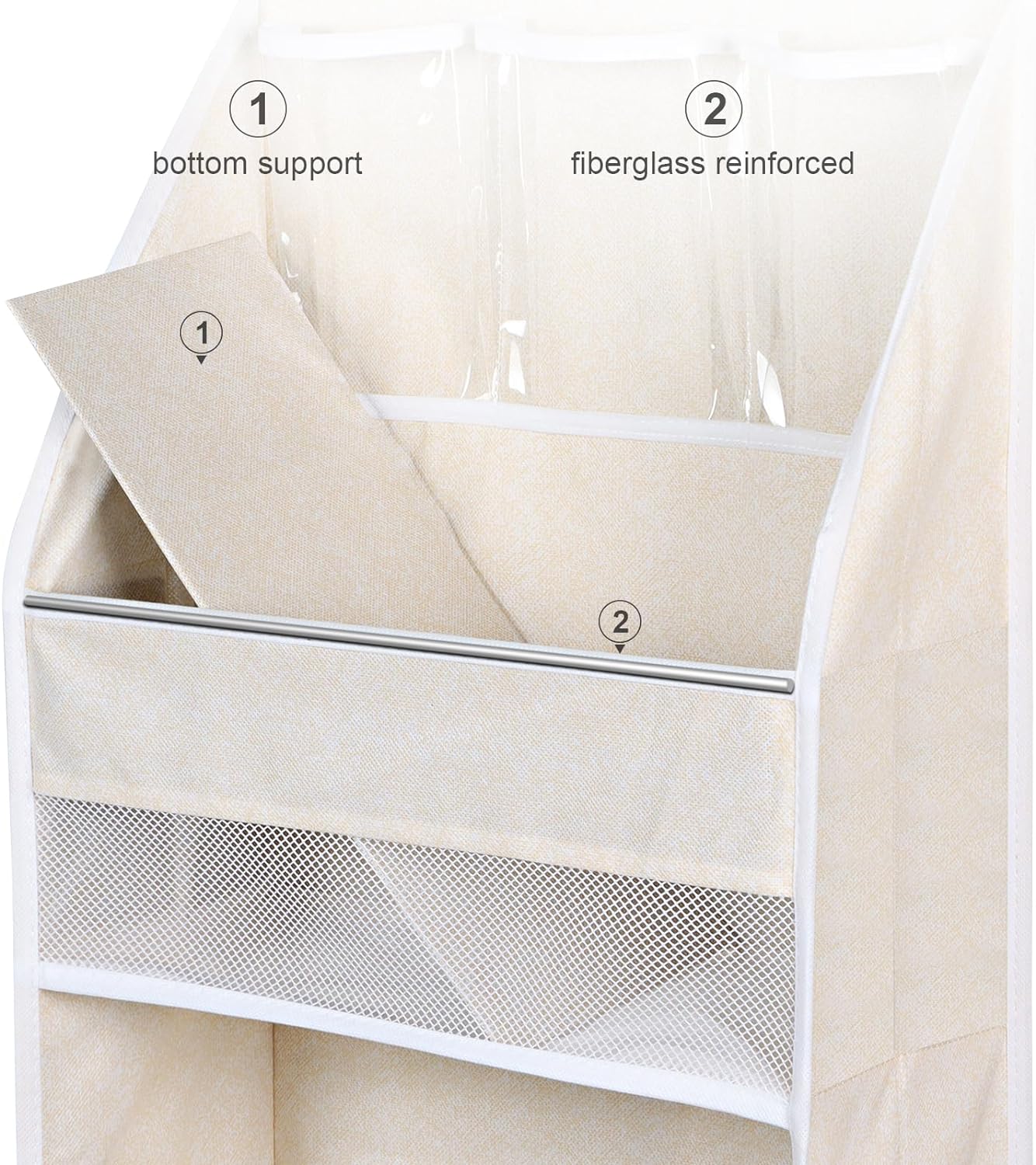 Univivi 6-Shelf Over Door Hanging Organizer Fabric Baby Door Storage with 5 Large Pockets and 3