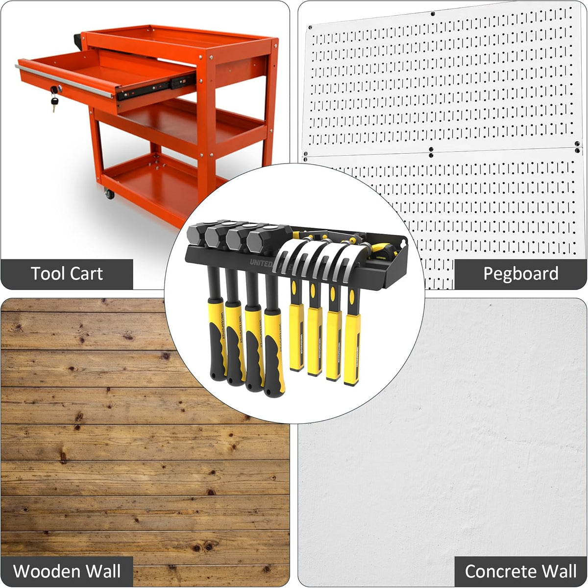 UNITEDPOWER Hammer Holder, Wall Mount Storage Rack Organizer for Workshop, Shed, Garage, Home, Fit