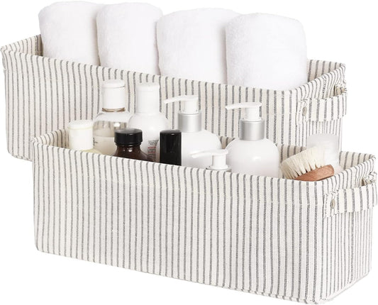 StorageWorks Narrow Storage Bins, Small Basket for Closet and Shelves, Fabric Organizer with