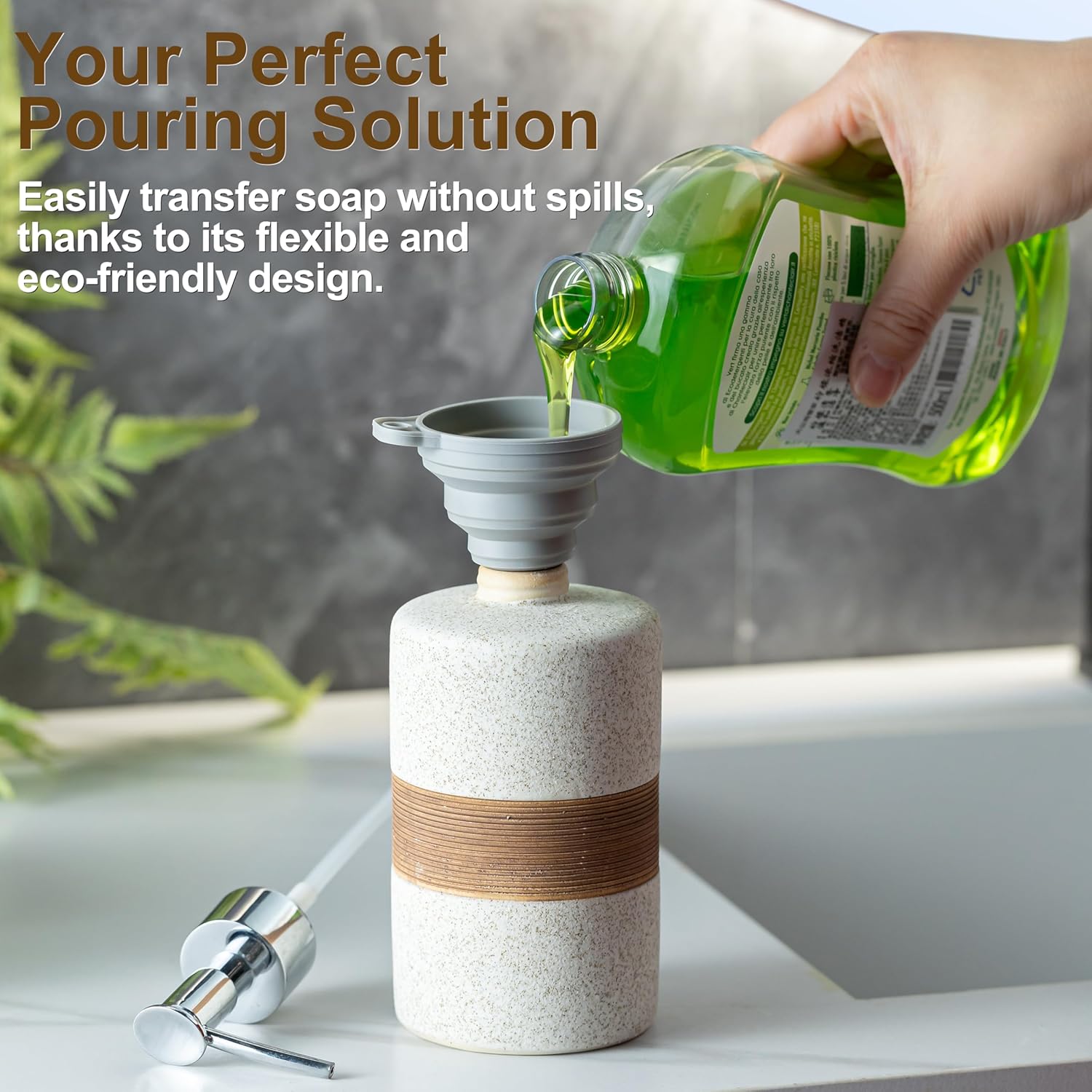 Soap Dispenser for Kitchen & Bathroom, Dish Soap, Hand Soap, Shampoo, Conditioner Dispenser Bottle