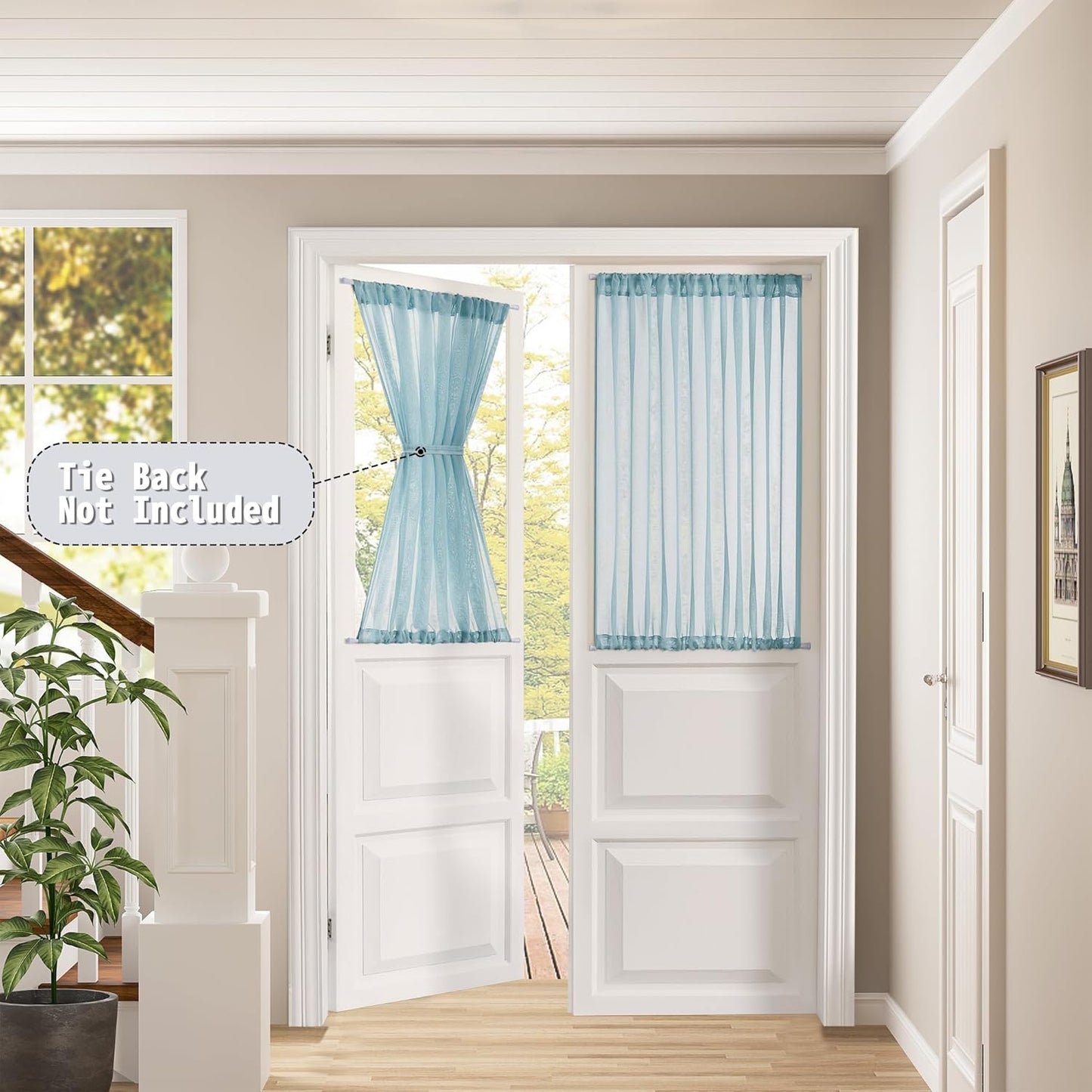 Tollpiz Short Sheer Door Curtain Closet Linen Textured Curtain Sheers Doorway Light Filtering Voile