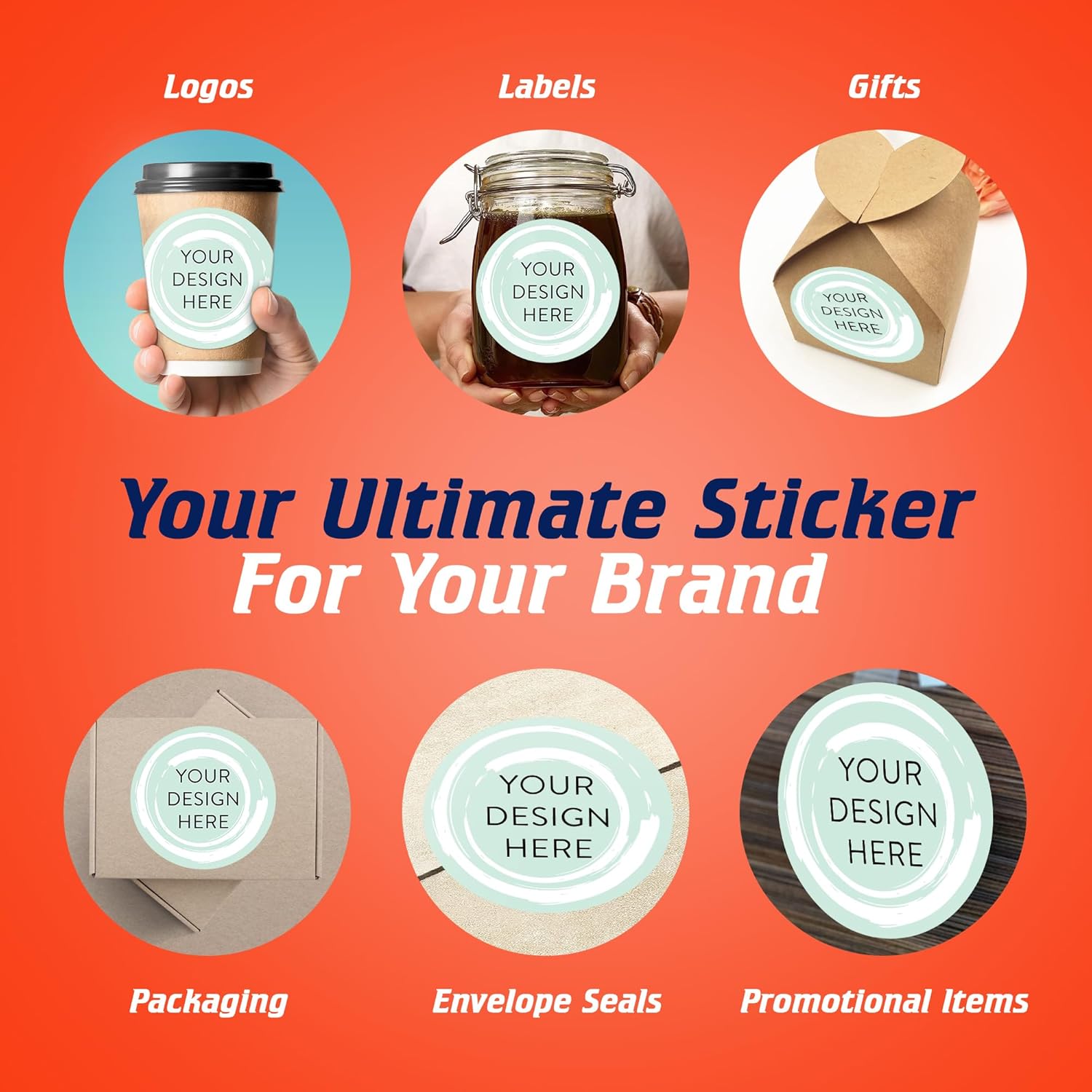 100 Custom Vinyl Stickers - Upload Your own Image, Text, Design, Logo - Personalized Logo Labels