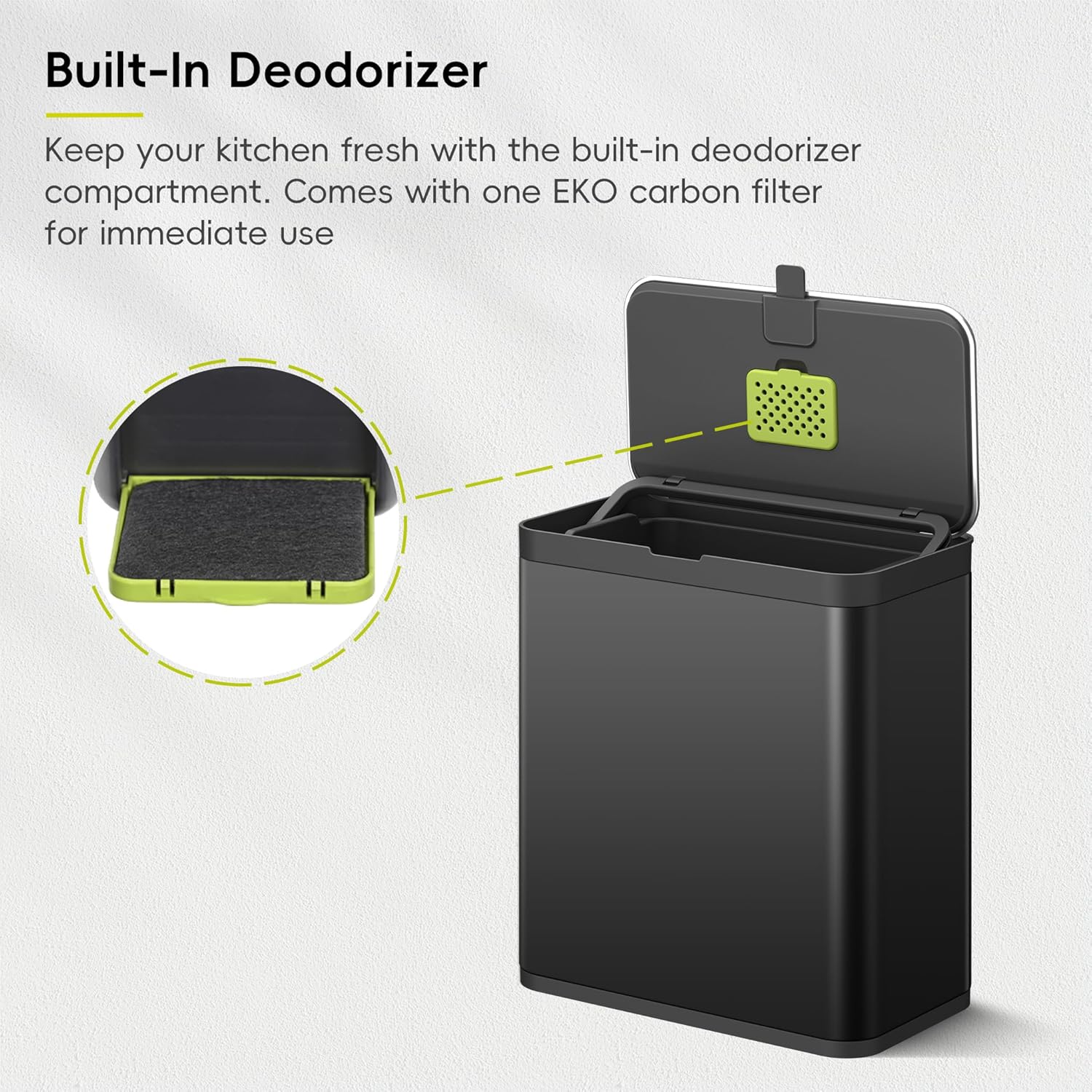 EKO Kitchen Compost Bin, 7L / 1.85 Gal Stainless Steel with Removable Inner Bucket and Deodorizer