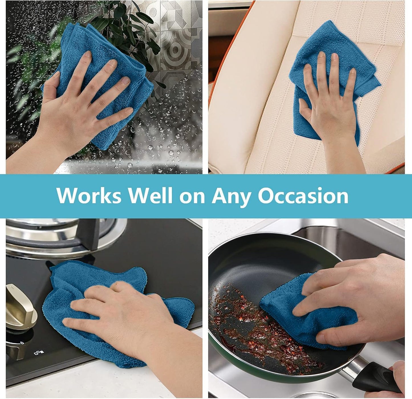 HOMEXCEL Navy Blue Microfiber Cleaning Cloth, 50 Pack Cleaning Towels for Kitchen, Lint Scratch