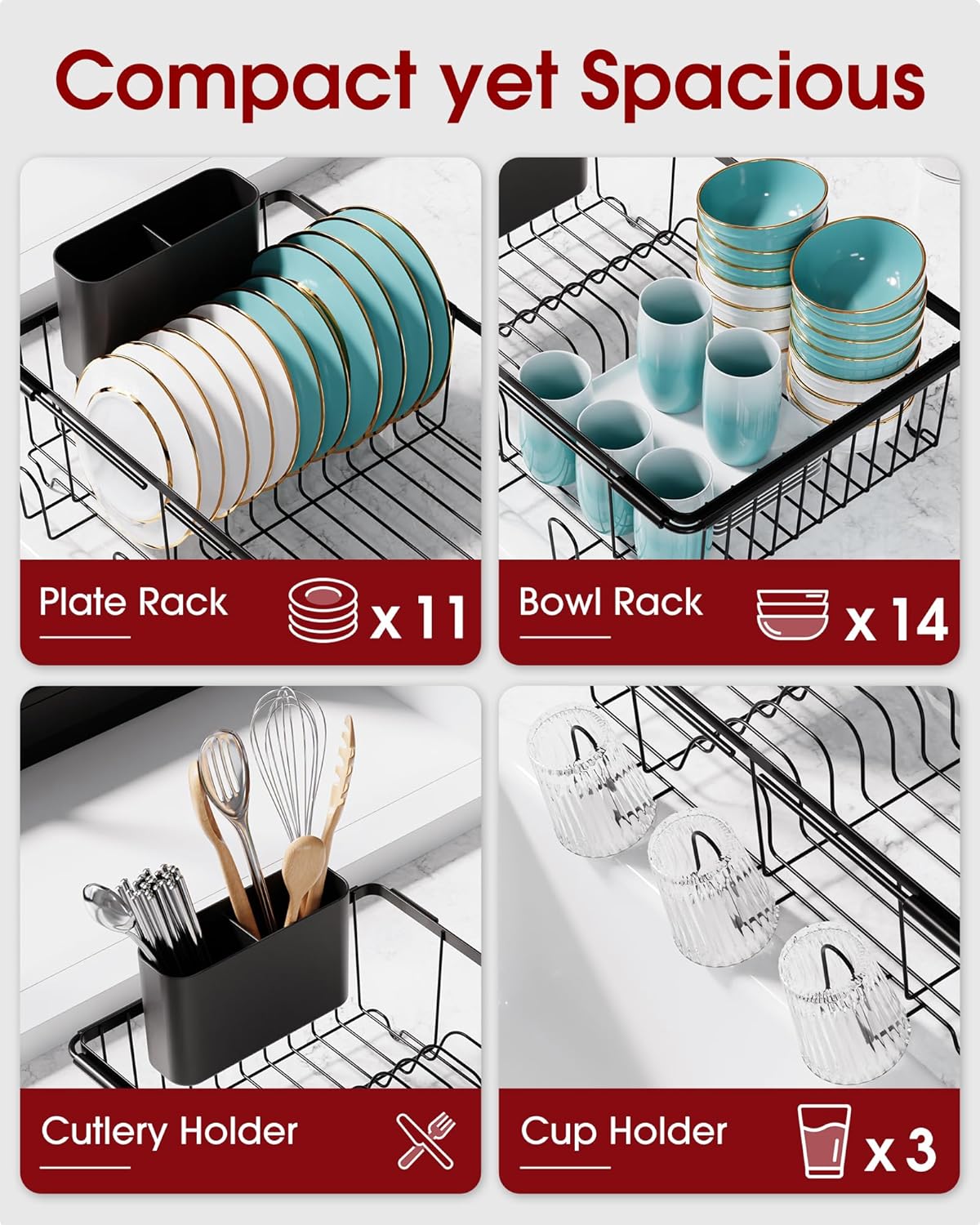 Dish Drying Rack in Sink - Expandable Stainless Steel Dish Rack Over The Sink, Kitchen Sink Drain