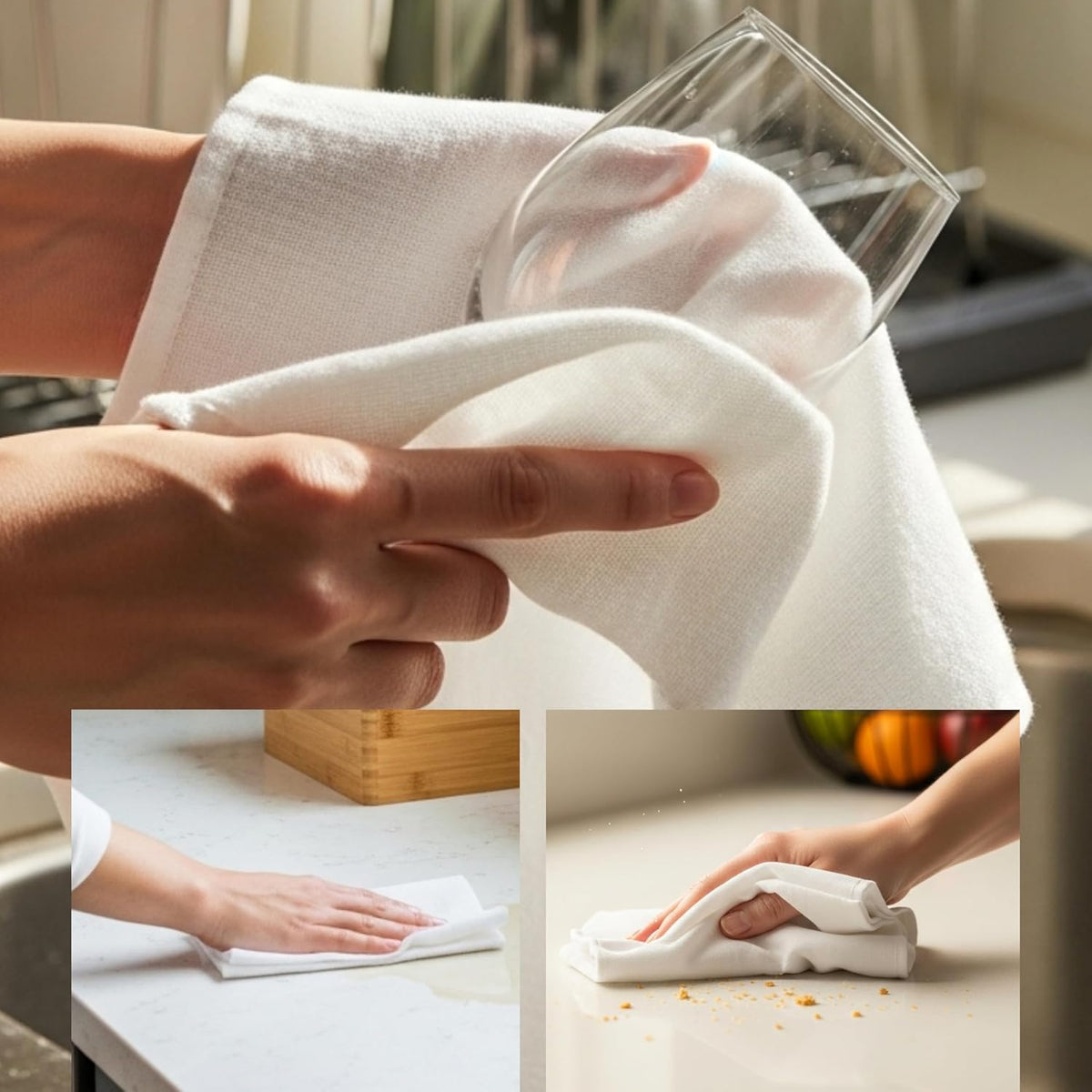 Dish Cloths Cotton| Kitchen Wash Cloth| Shop Towels Absorbent and Lint Free Flour Sack| Dishcloths