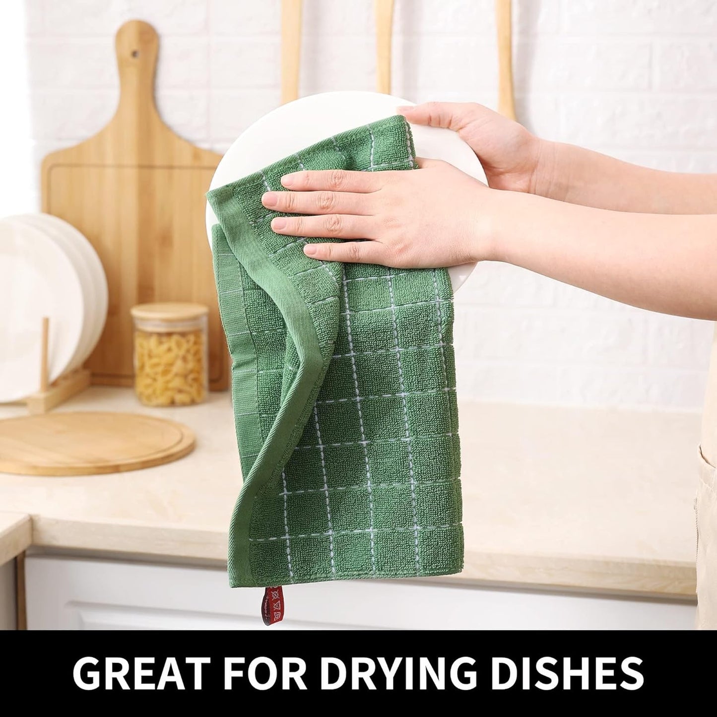 Homaxy 100% Cotton Terry Kitchen Dish Cloths, Ultra Soft and Absorbent Dish Towels for Kitchen