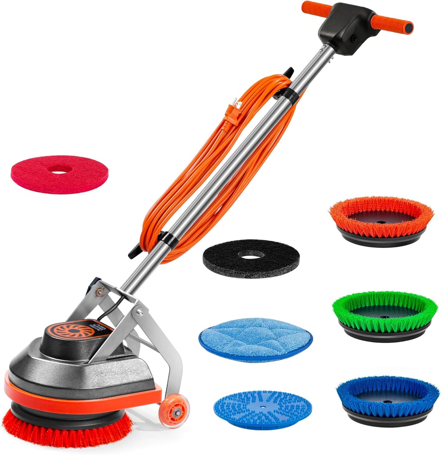 Commercial Floor Scrubber Machine, 13" Heavy Duty Orbital Floor Cleaner Buffer and Polisher- Deep