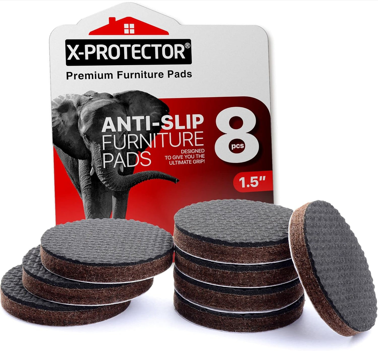 Non Slip Furniture Pads X-Protector - 8 PCS 1 1/2” - Premium Furniture Grippers - Self-Adhesive