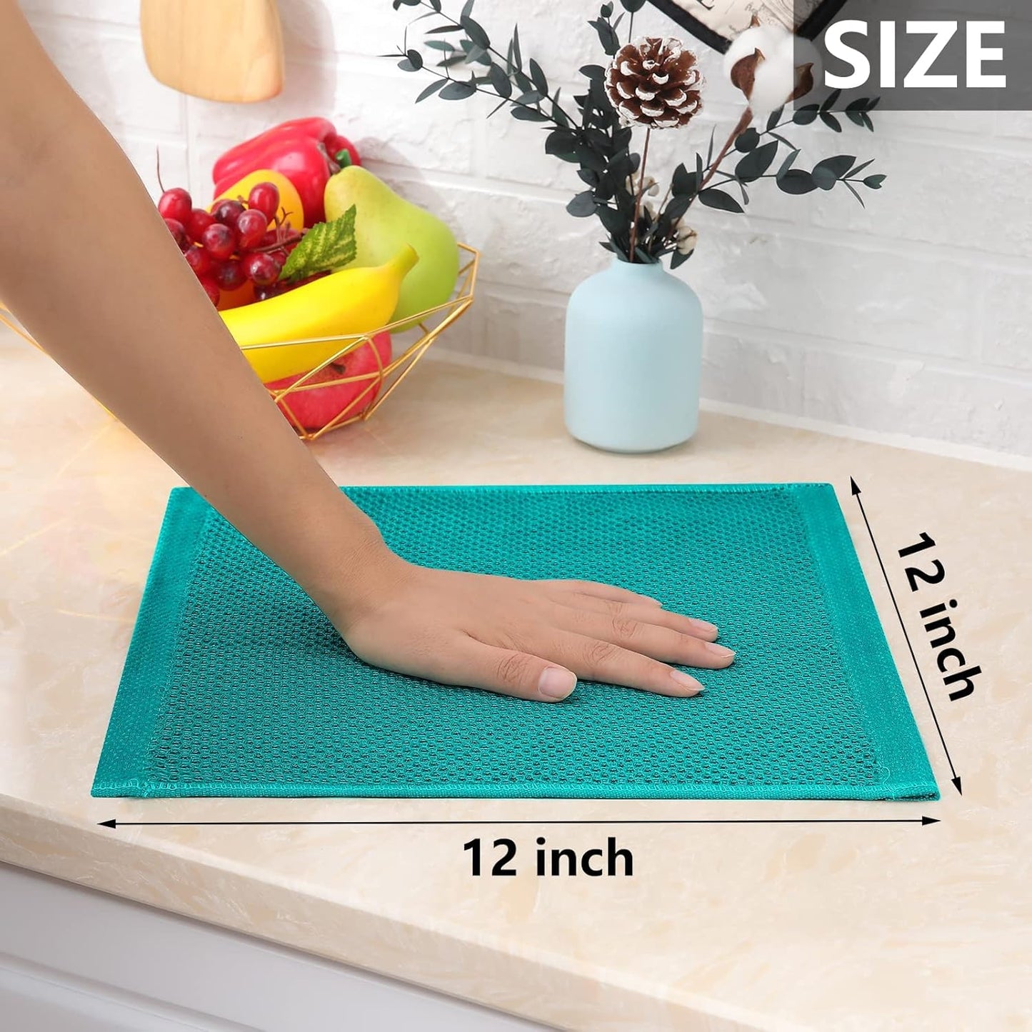 Homaxy 100% Cotton Waffle Weave Kitchen Dish Cloths, Ultra Soft Absorbent Quick Drying Dish Towels