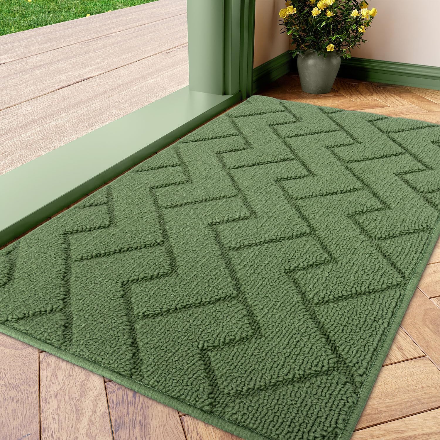 hicorfe Indoor Doormat,Front Back Door Mat TPR Backing Non Slip Mats 20"x31.5" Absorbent Resist