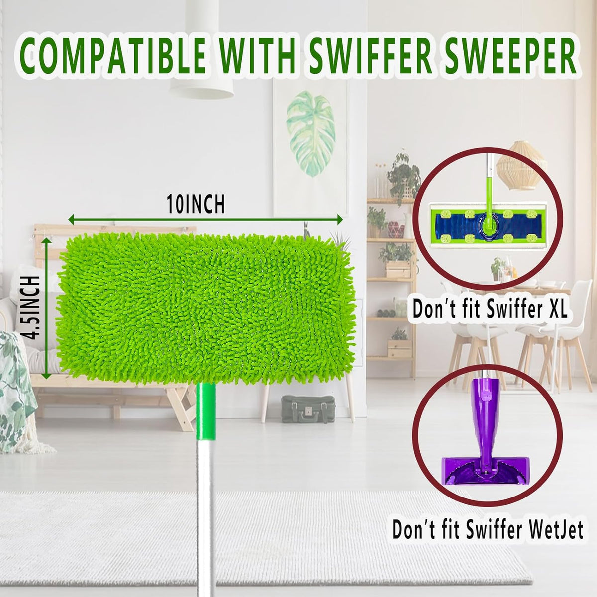 8PCS Reusable Microfiber Mop Pads Washable Wet Pads Compatible with Swiffer Sweeper Refills Pads