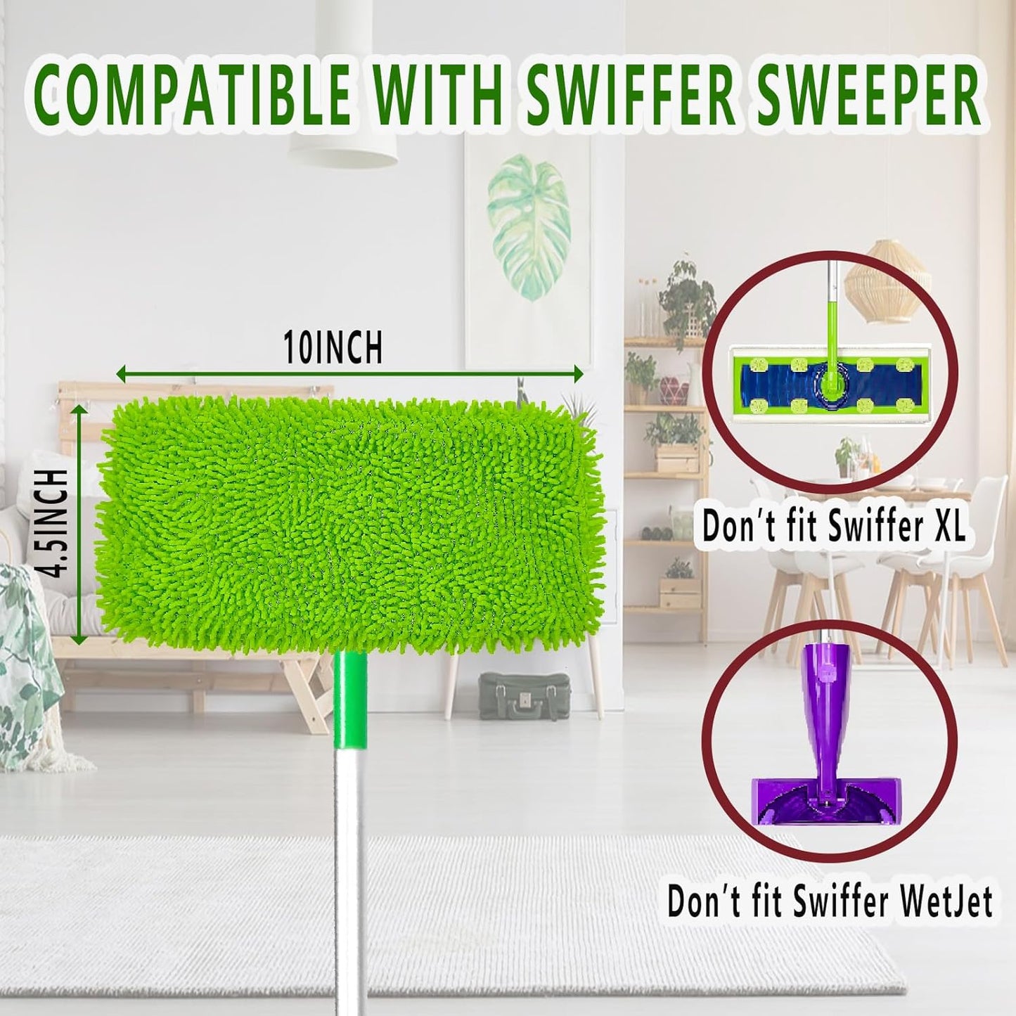 Reusable Microfiber Mop Pads Washable Wet Pads Compatible with Swiffer Sweeper Refills Pads for Wet