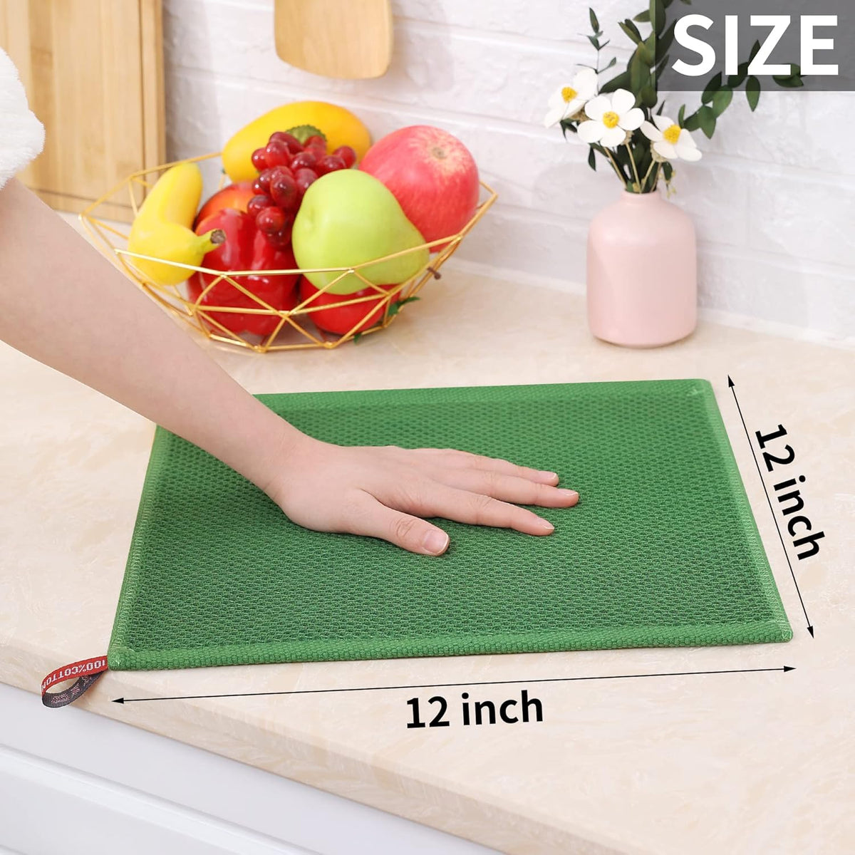 Homaxy 100% Cotton Waffle Weave Kitchen Dish Cloths, Ultra Soft Absorbent Quick Drying Dish Towels