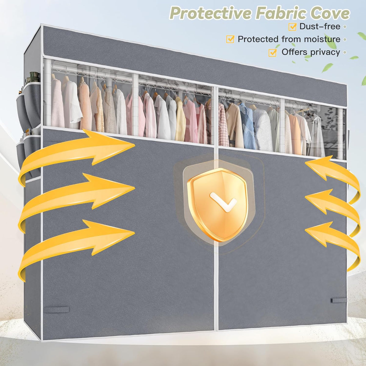 Raybee Clothes Rack with Cover,1150LBS Heavy Duty Clothing Rack for Hanging Clothes,Adjustable
