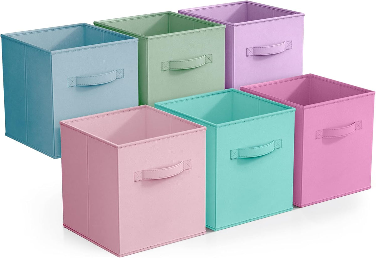 Sorbus Fabric Storage Cubes - 6 Foldable Storage Bins for Organizing Pantry, Cubbies, Toy Box