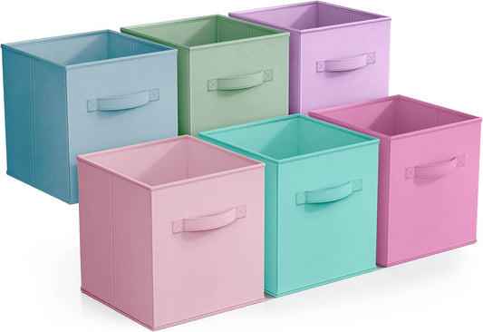 Sorbus Fabric Storage Cubes - 6 Foldable Storage Bins for Organizing Pantry, Cubbies, Toy Box