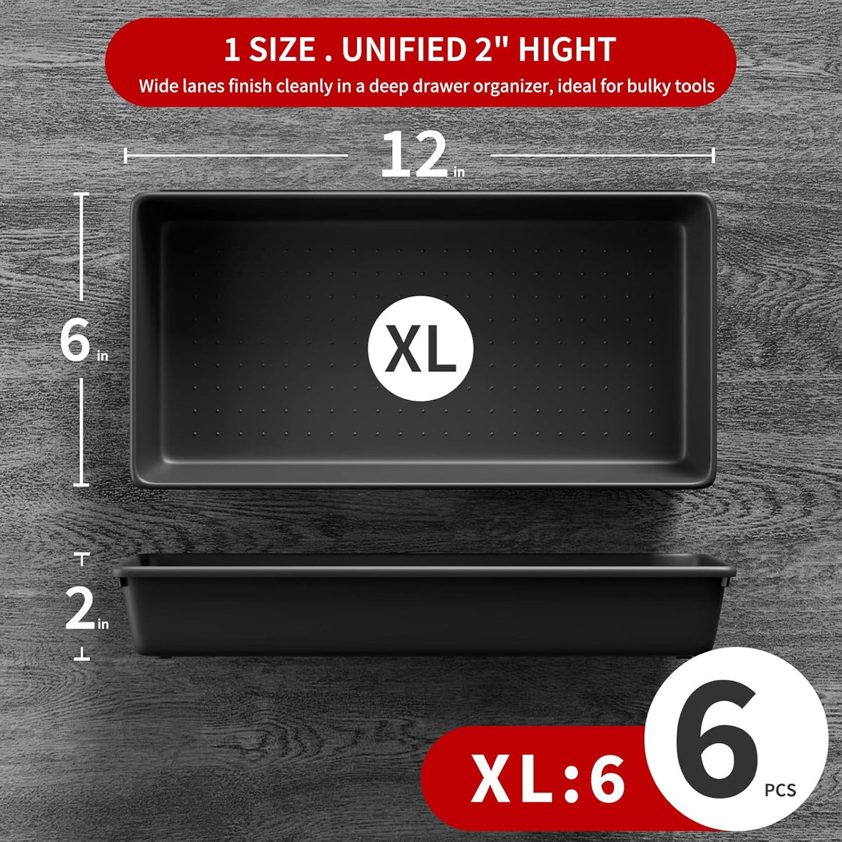 【6 PCS Extra-Large】 Tool Box Drawer Organizer Trays with Non-slip Pads, Heavy-Duty Tool Chest