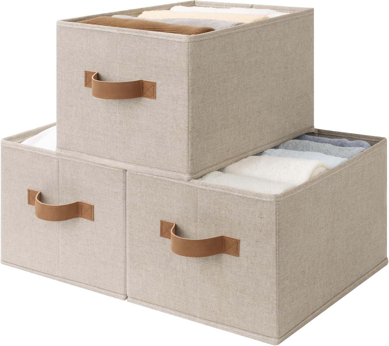 StorageWorks Storage Baskets for Shelves, Foldable Fabric Closet Storage Bins with Handles, Clothes