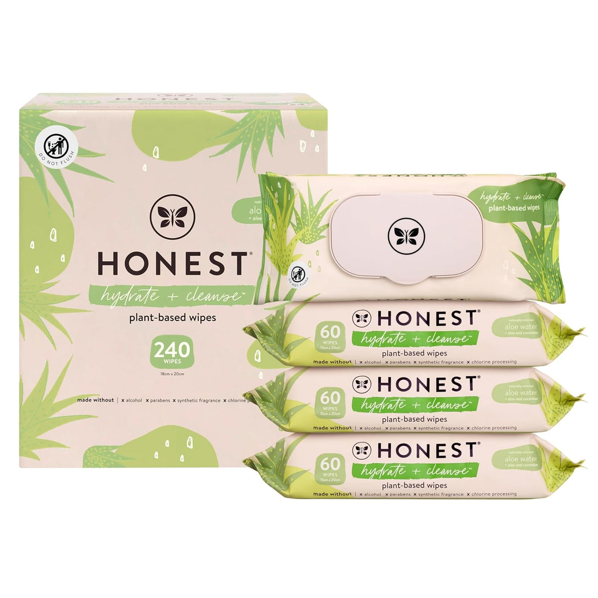 The Honest Company Hydrate and Cleanse Naturally Scented Wipes Cleansing Multi-Tasking Wipes 99%