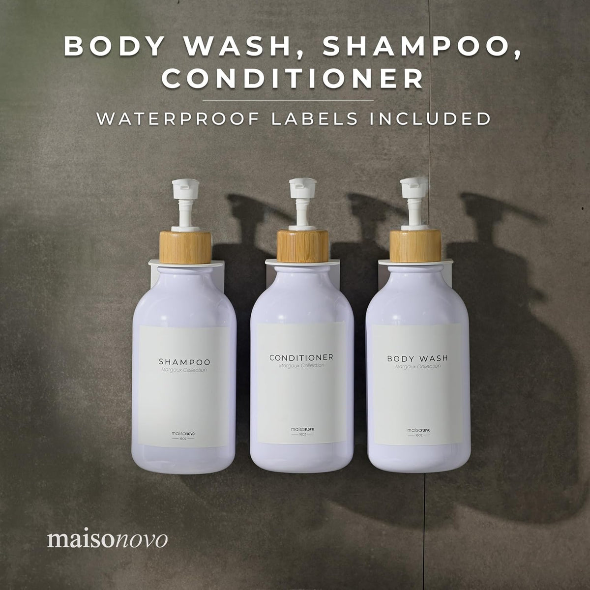 MaisoNovo Shampoo and Conditioner Dispenser - Shower Soap Dispenser Wall Mounted - 16.9 fl oz Set