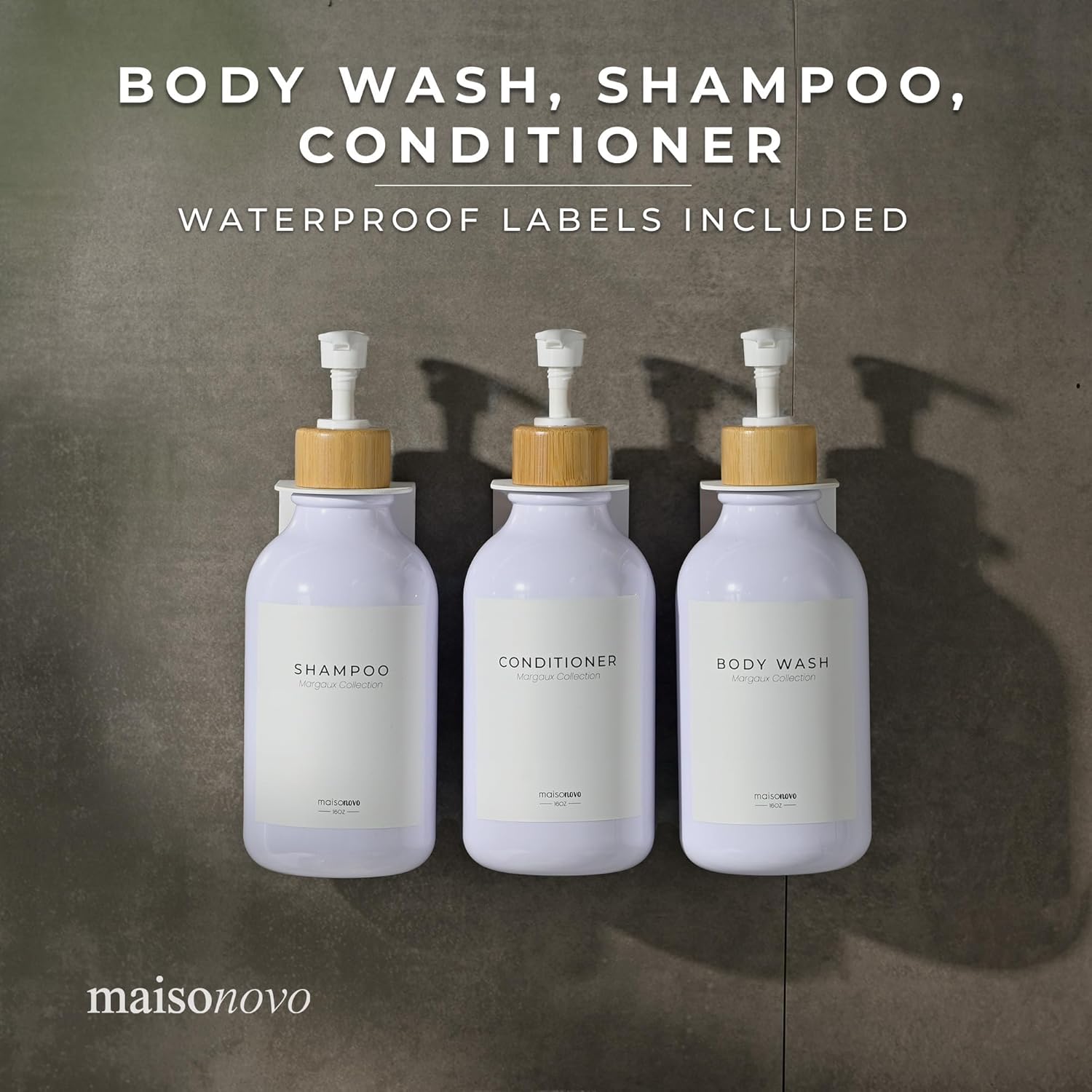MaisoNovo Shampoo and Conditioner Dispenser - Shower Soap Dispenser Wall Mounted - 16.9 fl oz Set