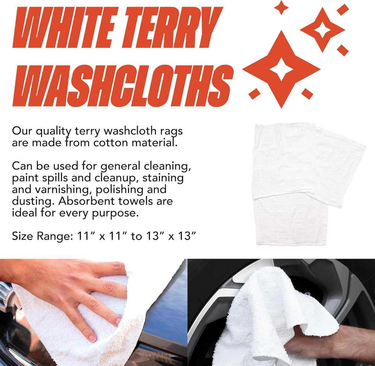 Arkwright W11 Terry Cloth Towels for Cleaning - Soft Cotton Blend Washable Multi-Purpose Bar Mop