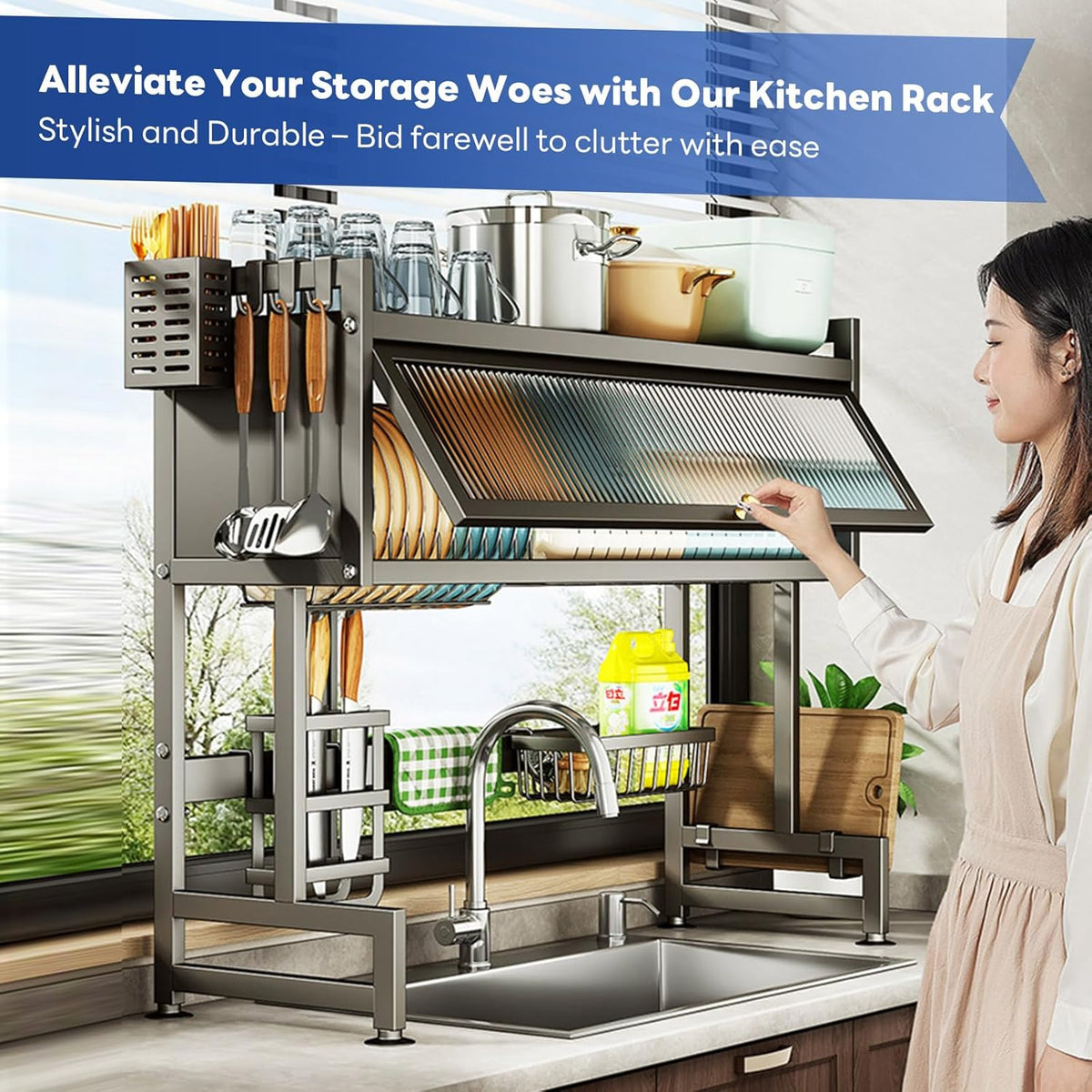 Over the Sink Dish Drainer Drying Rack 3 Tier Over Sink Dish rack for a Tidy Kitchen Sink Shelf
