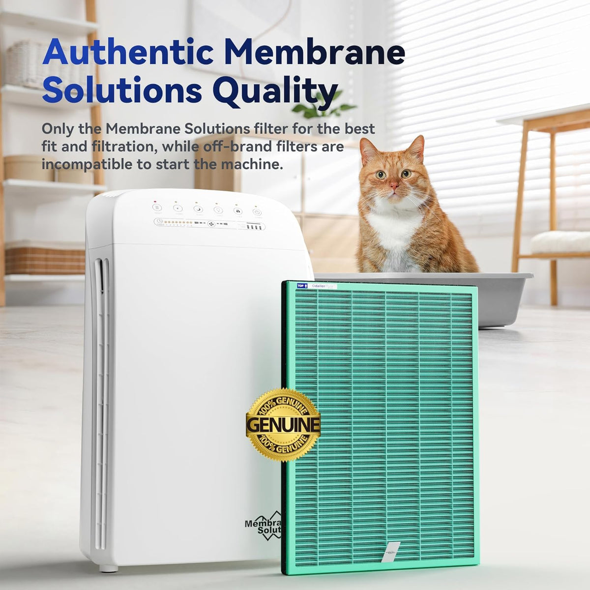 Membrane Solutions MSA3/MSA3S Genuine Pet Odor Removal Air Purifier Filter Replacement 2 Pack