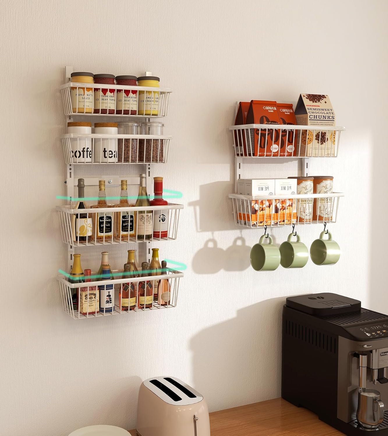 White 12 Inch Wide Narrow Over The Door Pantry Organizer, Pantry Organization and Storage, 8-Tier