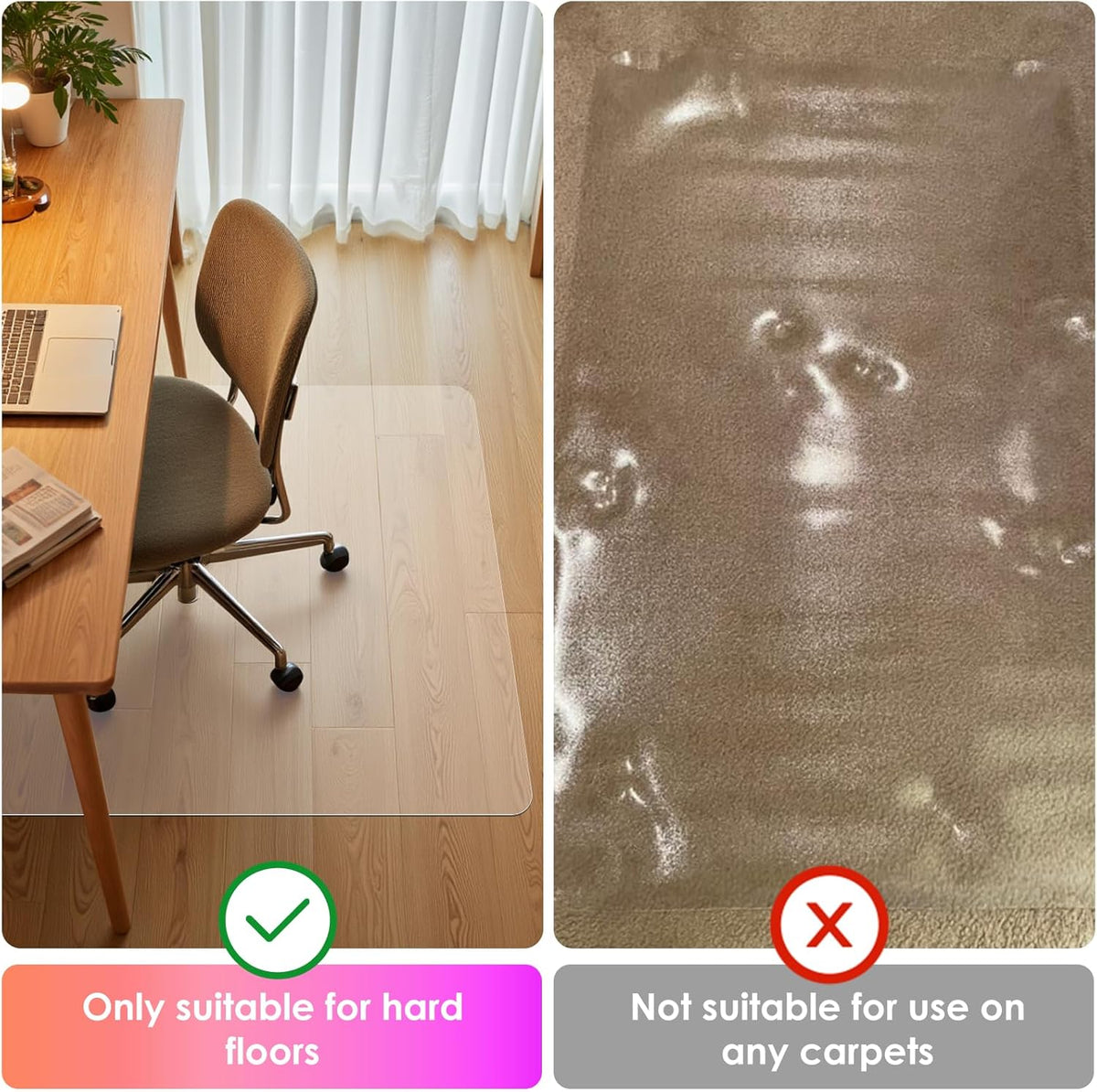 Azadx Office Chair Mat for Hardwood Floor 36 x 48'', Clear Desk Chair Mat for Wood Floor Heavy