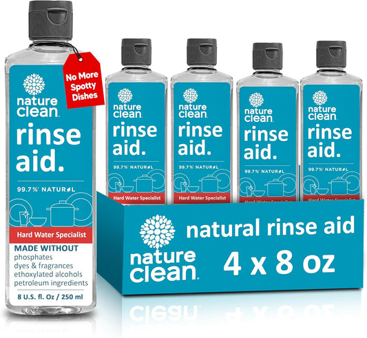 Nature Clean All Natural Dishwasher Rinse Aid Cleaner, Liquid Dishwasher Rinse Agent for Spot-Free