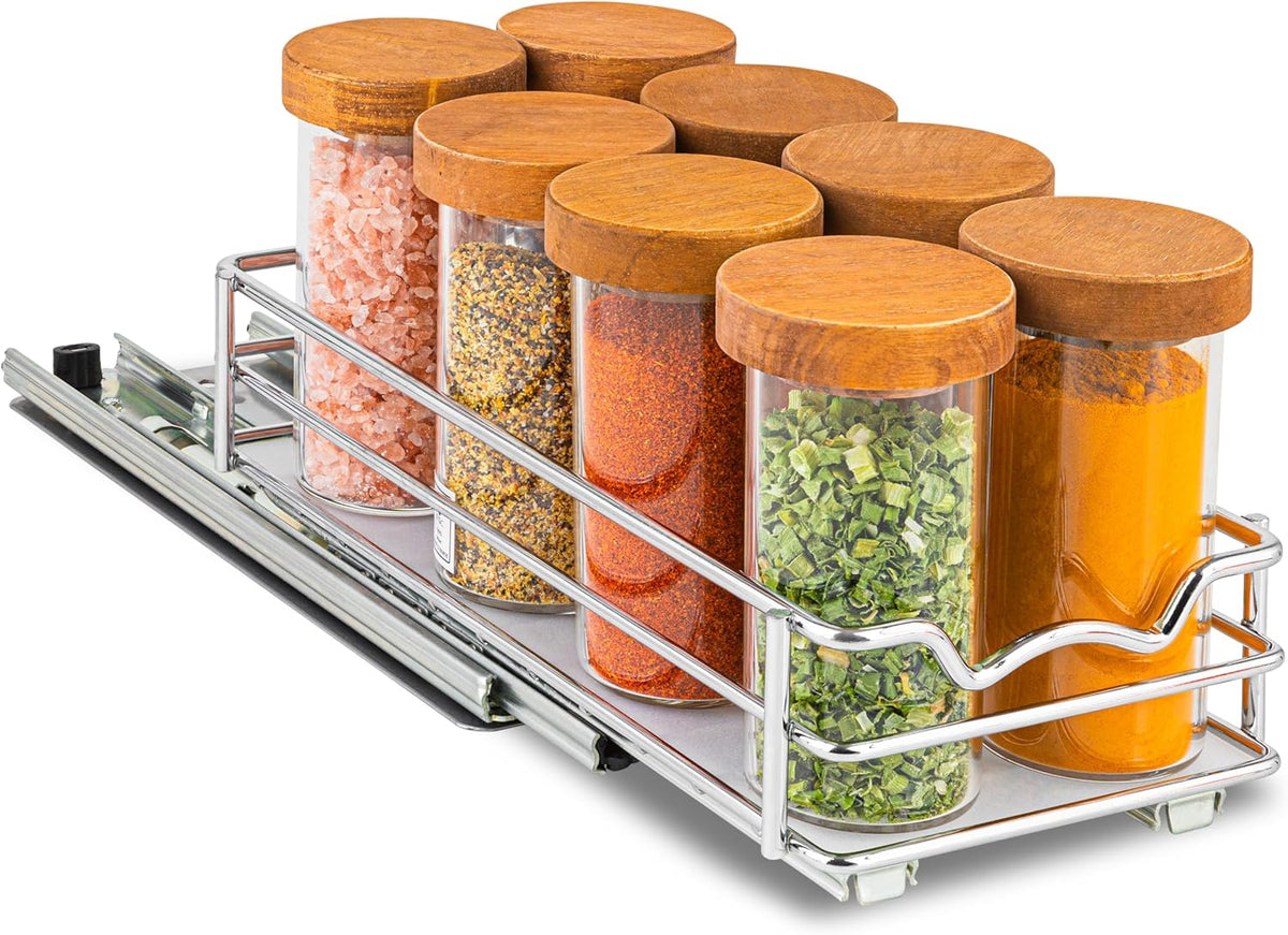 Pull Out Cabinet Organizer for Spices, Cans - Heavy Duty with Lifetime Limited Warranty- Pull Out