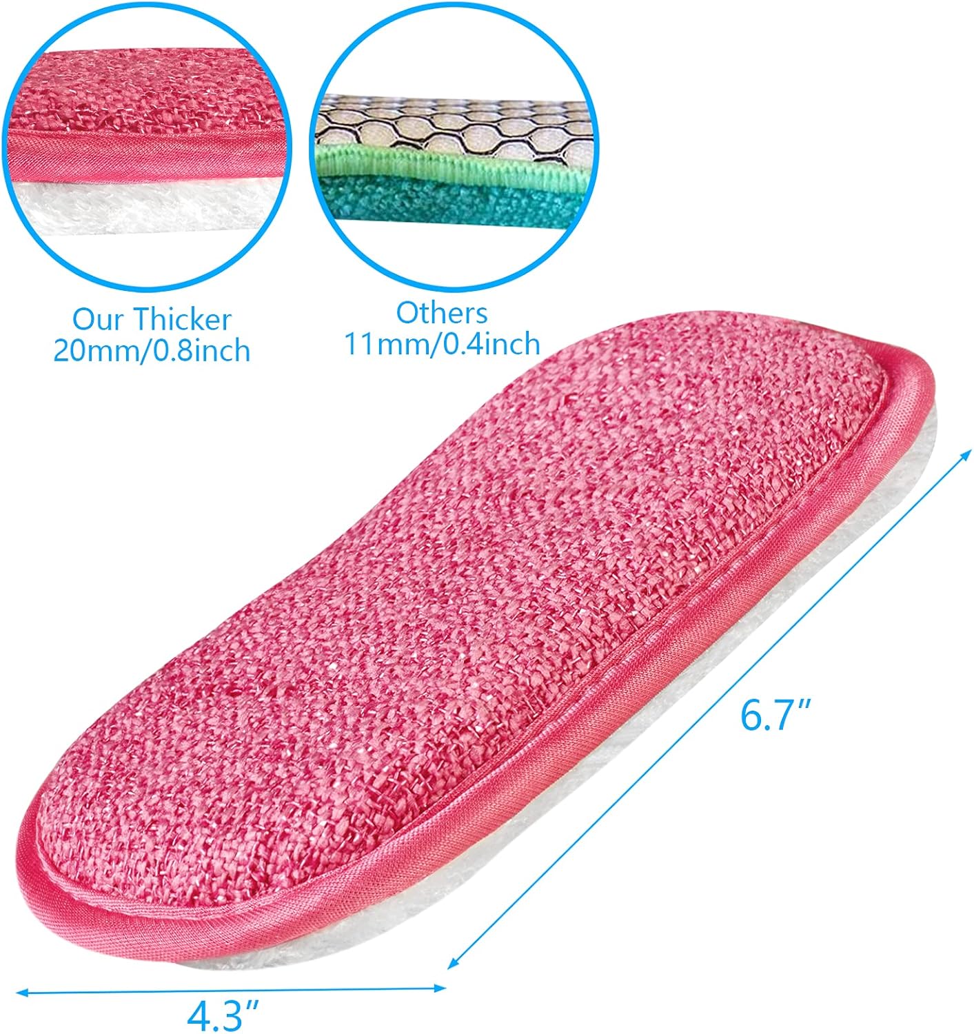 Kitchen Dish Sponge Scrubber Non Scratch, Dishcloth No Odor Reusable Washable Multipurpose Scrub