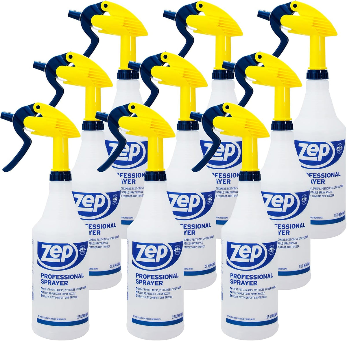 Zep Professional Sprayer Bottle - 32 oz (Case of 9) - HDPRO9 - Versatile Adjustable Nozzle Spray