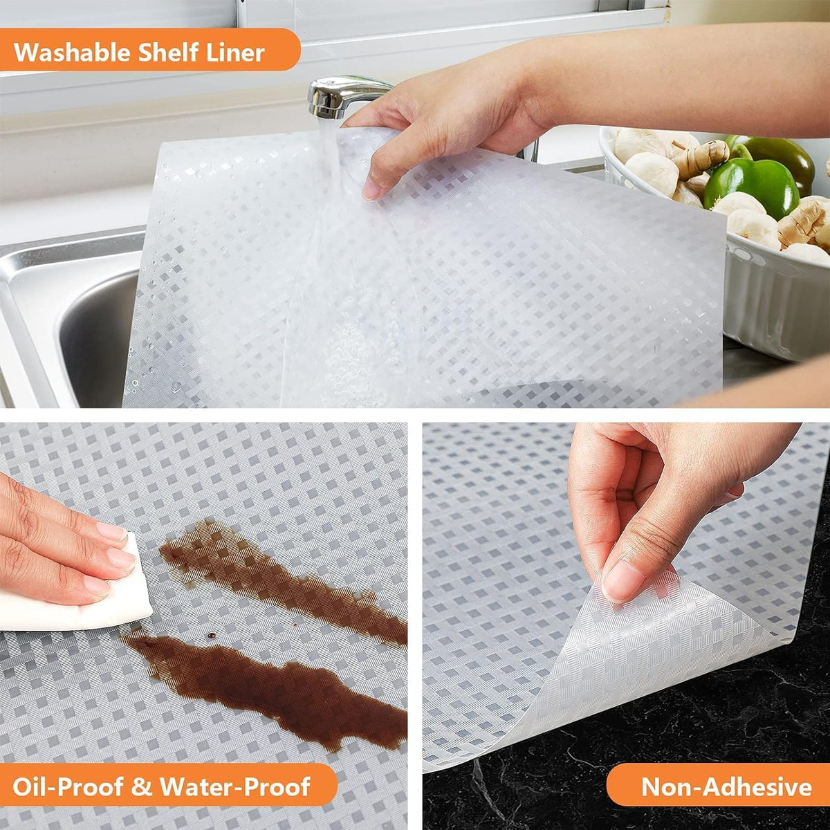 Shelf Liners for Kitchen Cabinets Refrigerator Liners Waterproof & Oil-Proof Kitchen Cupboard Liner