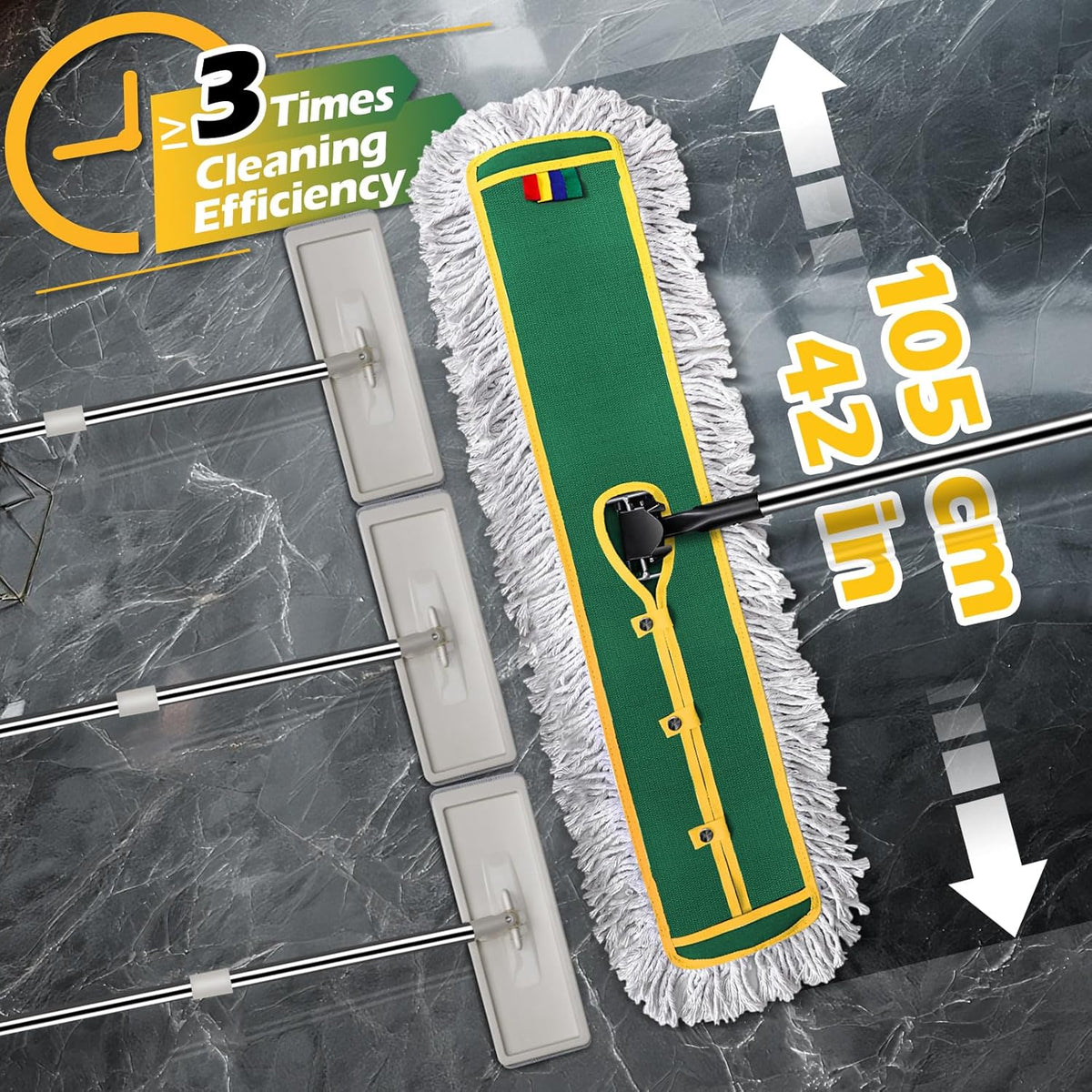 42" Commercial Dust Mop for Floor Cleaning, MASTERTOP Large Flat Mop with Long Handle, Sweeping