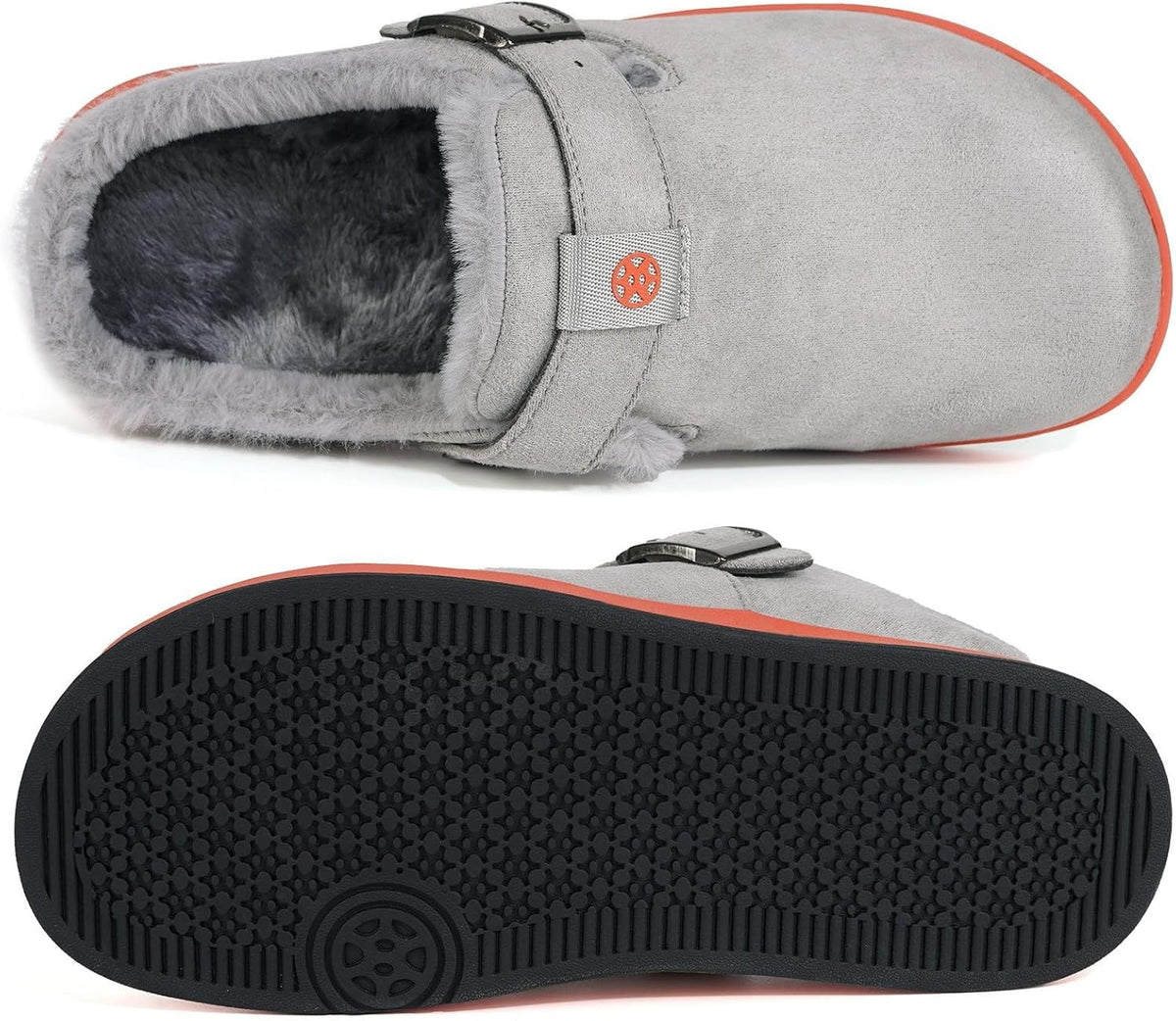 Fur Lined Clogs for Women Men Suede Winter Slippers Arch Support Slip on Mules Potato Shoes with