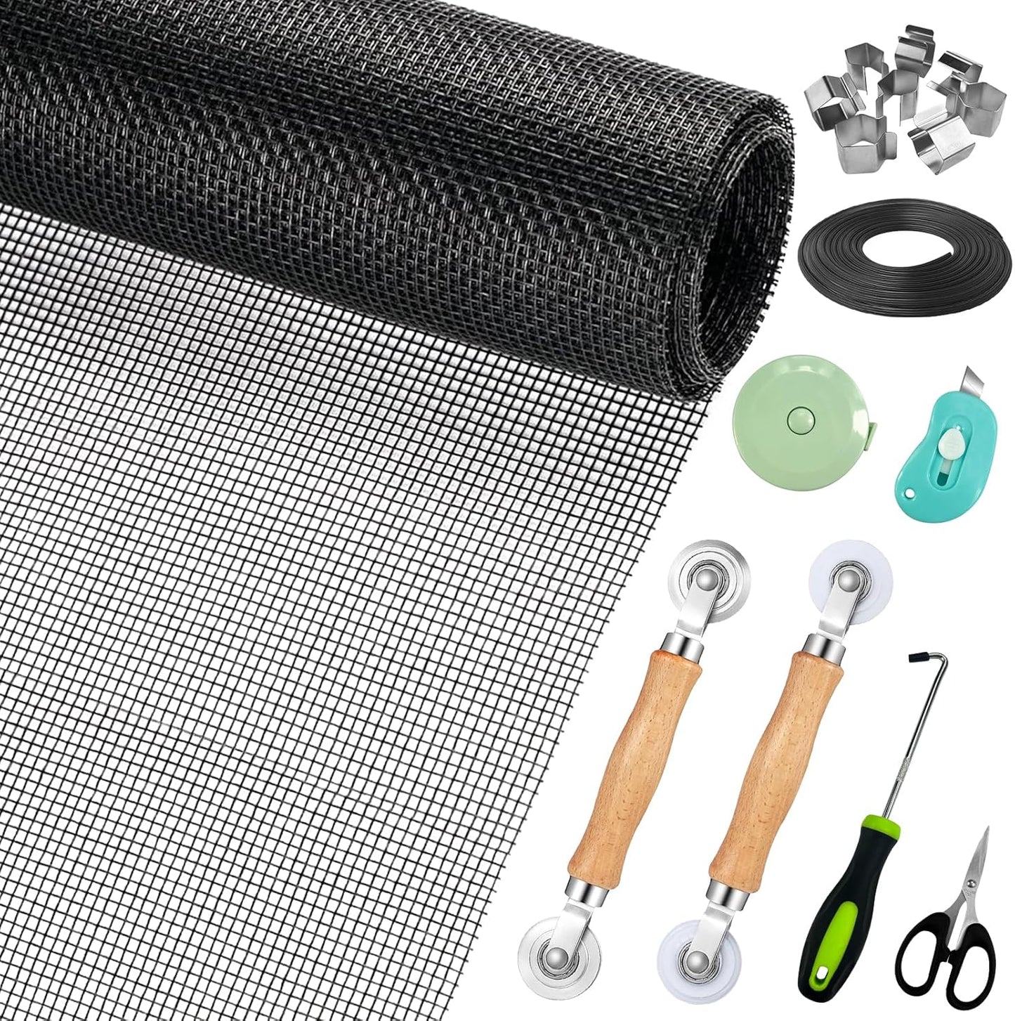 Window Screen Replacement,Screen Door Repair Kit, 59"x158" Black Window Screen Mesh,Including 50 FT