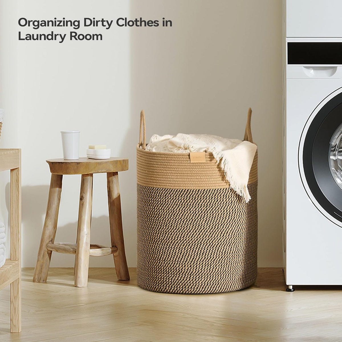 Laundry Hamper 62L,Large Laundry Basket for Clothes,Decorative Storage Basket for Blankets,Cotton