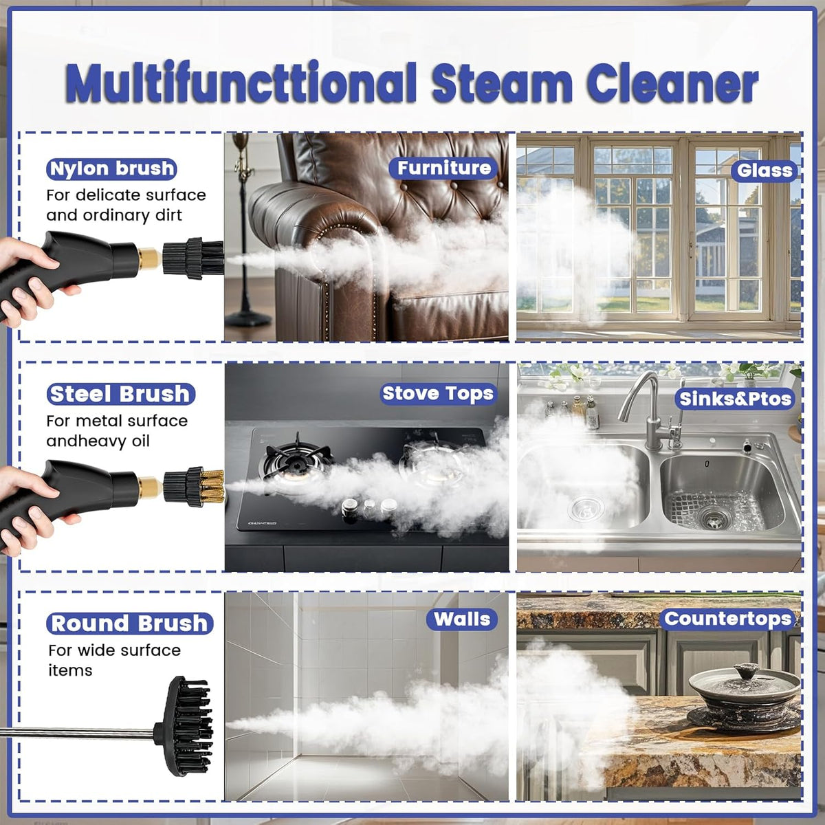 2500W Handheld Steam Cleaner,Portable Car Steamer For Auto Detailing,High-Temperature and Pressure